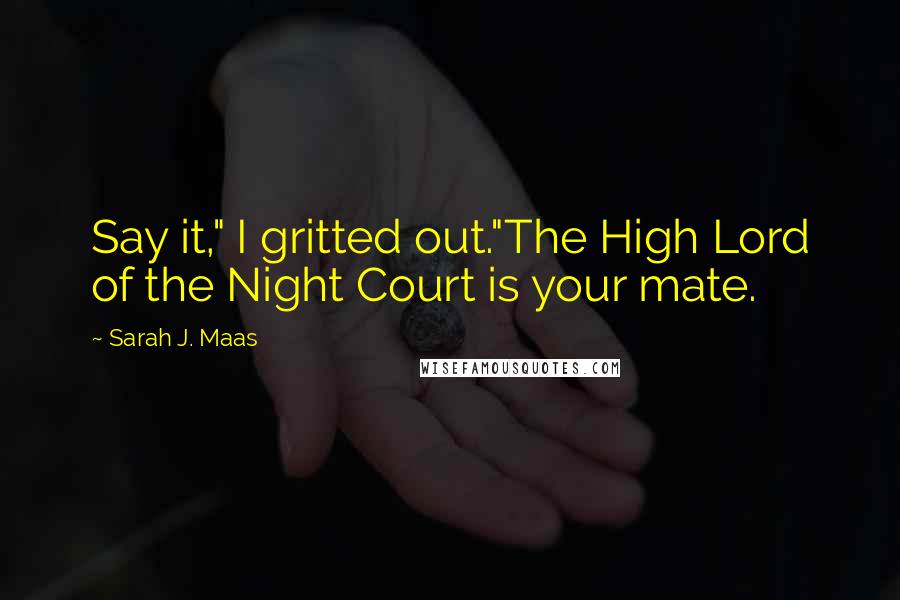 Sarah J. Maas Quotes: Say it," I gritted out."The High Lord of the Night Court is your mate.