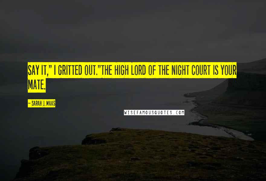 Sarah J. Maas Quotes: Say it," I gritted out."The High Lord of the Night Court is your mate.