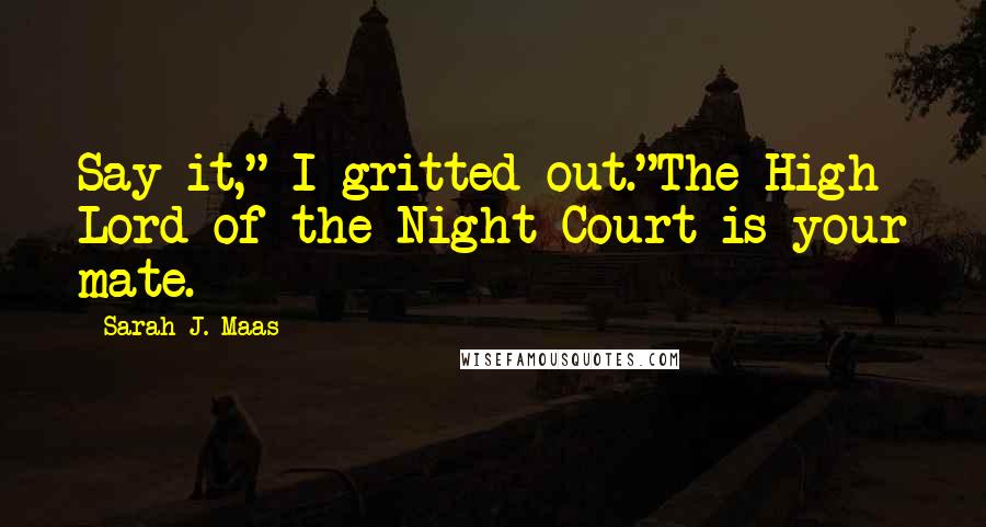 Sarah J. Maas Quotes: Say it," I gritted out."The High Lord of the Night Court is your mate.