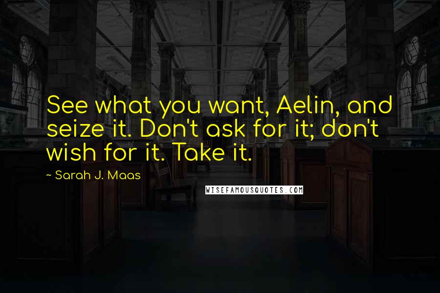 Sarah J. Maas Quotes: See what you want, Aelin, and seize it. Don't ask for it; don't wish for it. Take it.
