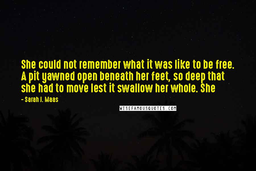 Sarah J. Maas Quotes: She could not remember what it was like to be free. A pit yawned open beneath her feet, so deep that she had to move lest it swallow her whole. She