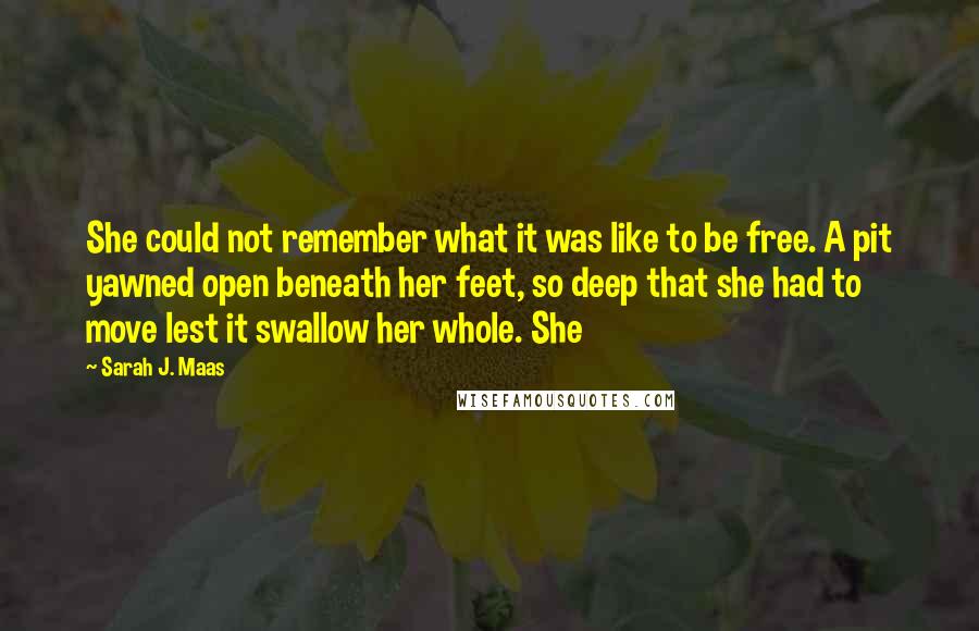 Sarah J. Maas Quotes: She could not remember what it was like to be free. A pit yawned open beneath her feet, so deep that she had to move lest it swallow her whole. She