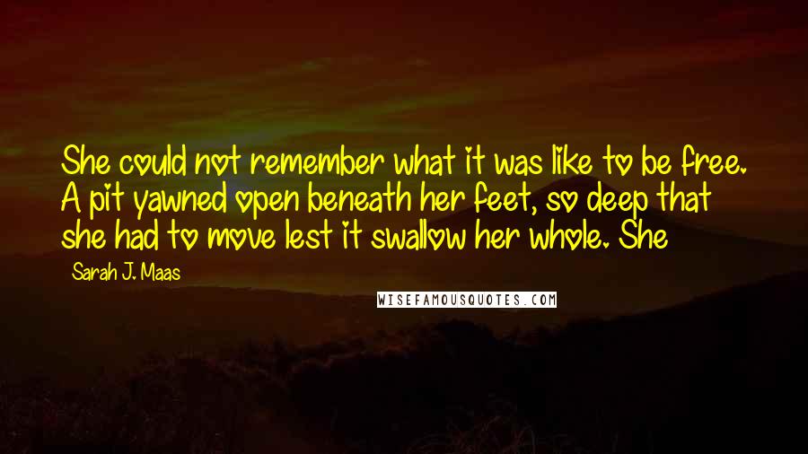 Sarah J. Maas Quotes: She could not remember what it was like to be free. A pit yawned open beneath her feet, so deep that she had to move lest it swallow her whole. She