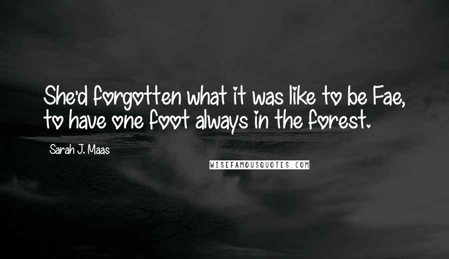 Sarah J. Maas Quotes: She'd forgotten what it was like to be Fae, to have one foot always in the forest.