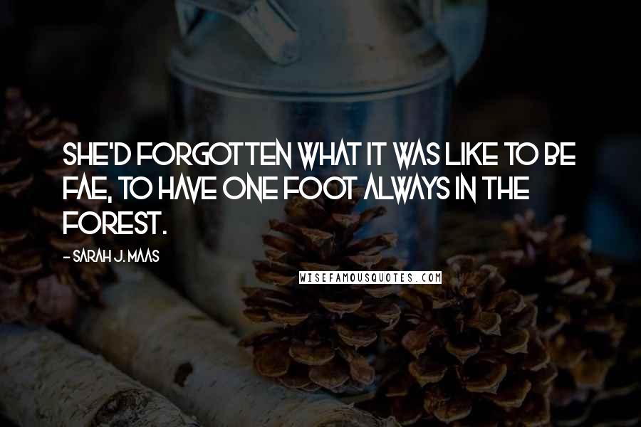 Sarah J. Maas Quotes: She'd forgotten what it was like to be Fae, to have one foot always in the forest.