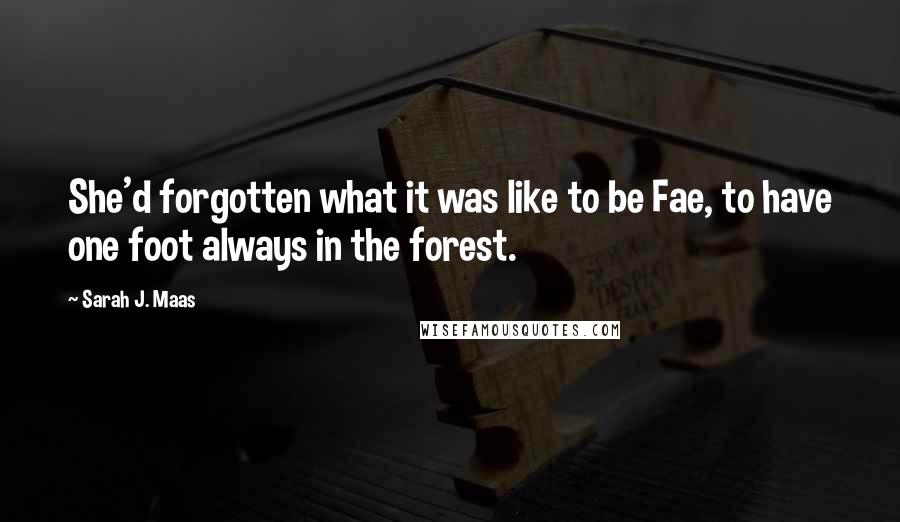 Sarah J. Maas Quotes: She'd forgotten what it was like to be Fae, to have one foot always in the forest.