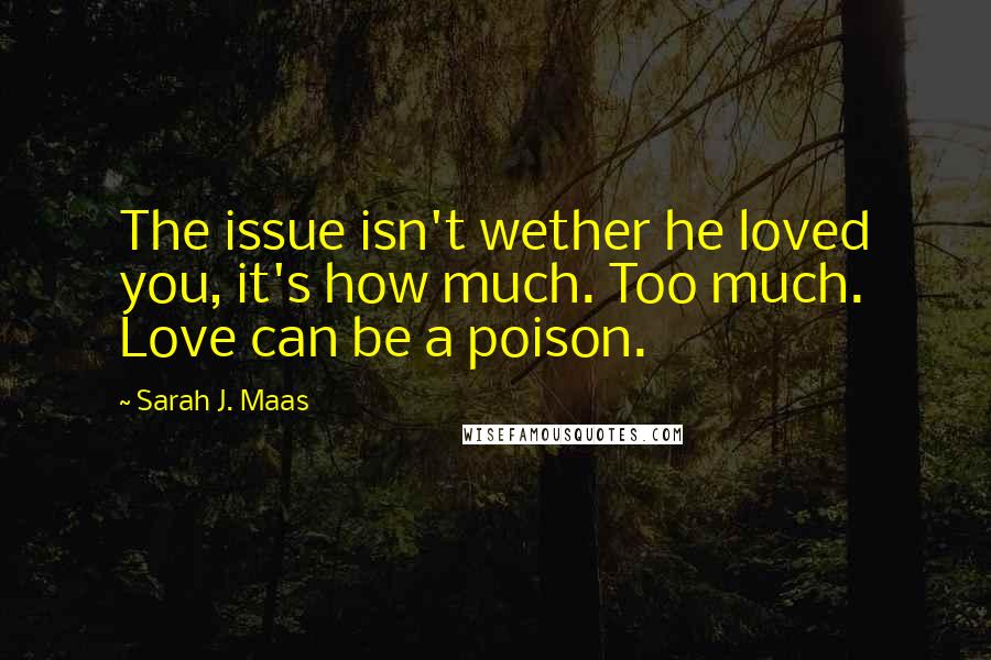 Sarah J. Maas Quotes: The issue isn't wether he loved you, it's how much. Too much. Love can be a poison.