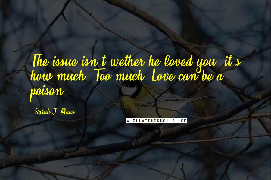 Sarah J. Maas Quotes: The issue isn't wether he loved you, it's how much. Too much. Love can be a poison.