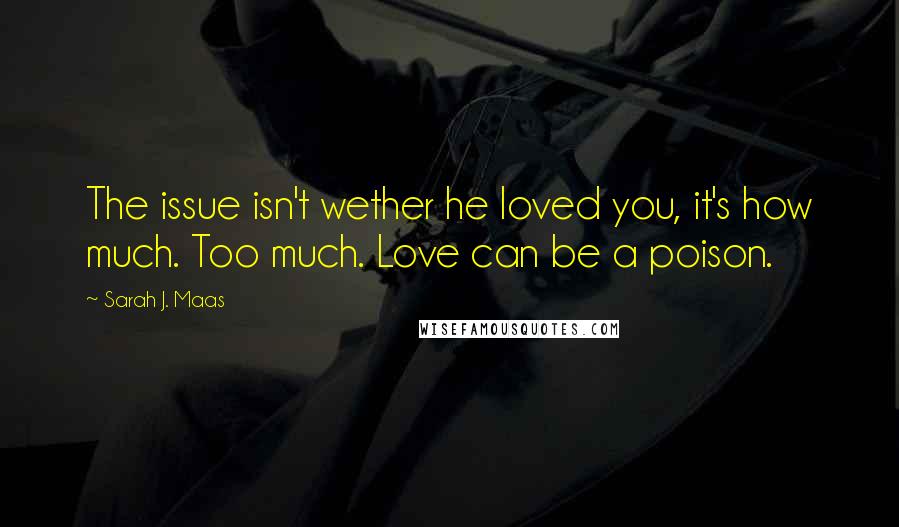 Sarah J. Maas Quotes: The issue isn't wether he loved you, it's how much. Too much. Love can be a poison.