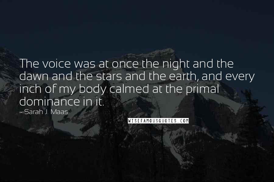 Sarah J. Maas Quotes: The voice was at once the night and the dawn and the stars and the earth, and every inch of my body calmed at the primal dominance in it.