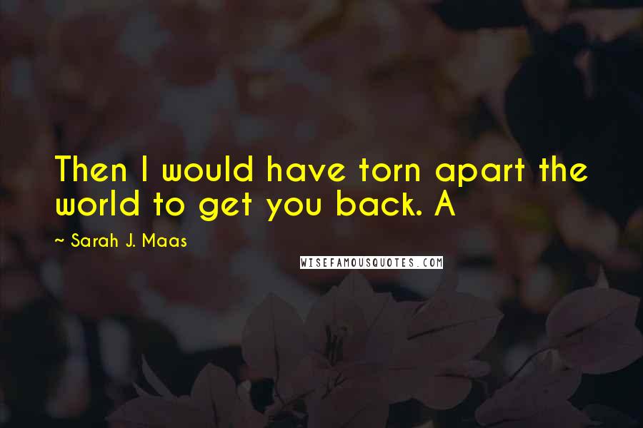 Sarah J. Maas Quotes: Then I would have torn apart the world to get you back. A
