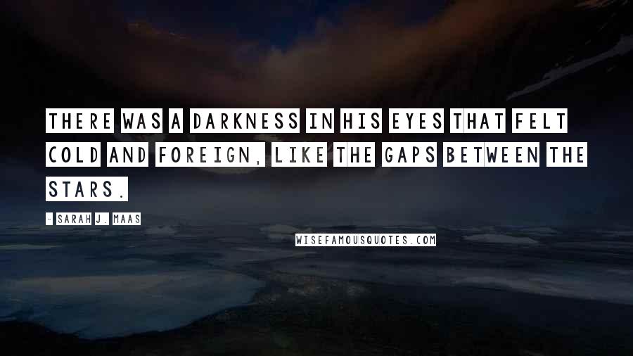 Sarah J. Maas Quotes: There was a darkness in his eyes that felt cold and foreign, like the gaps between the stars.