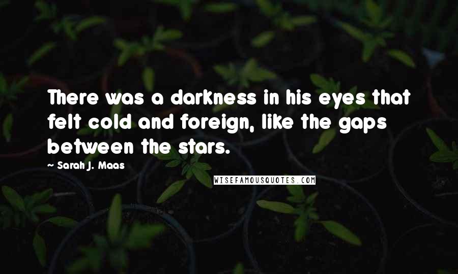 Sarah J. Maas Quotes: There was a darkness in his eyes that felt cold and foreign, like the gaps between the stars.