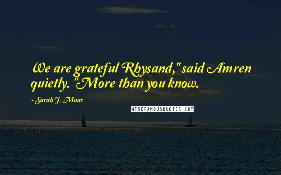 Sarah J. Maas Quotes: We are grateful Rhysand," said Amren quietly. "More than you know.