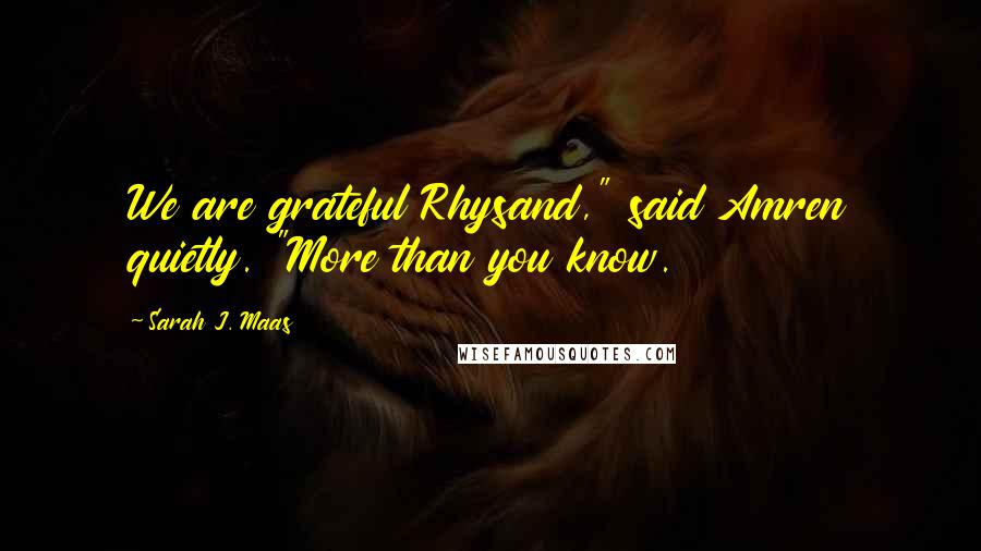 Sarah J. Maas Quotes: We are grateful Rhysand," said Amren quietly. "More than you know.