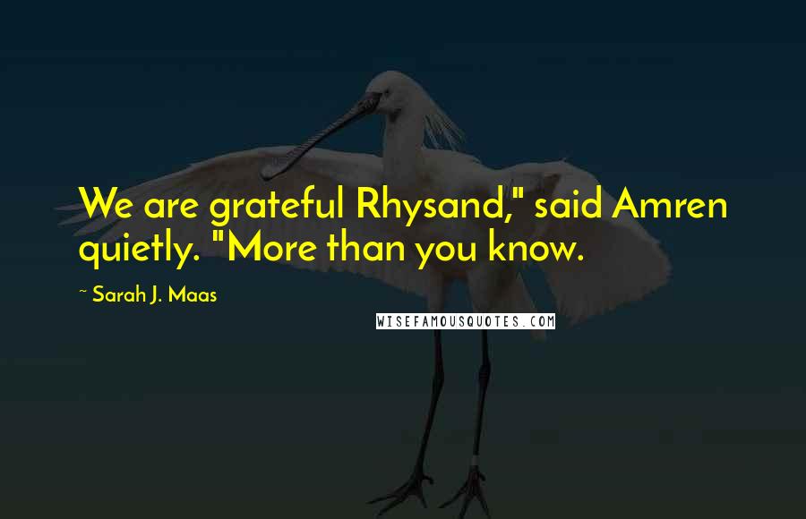 Sarah J. Maas Quotes: We are grateful Rhysand," said Amren quietly. "More than you know.