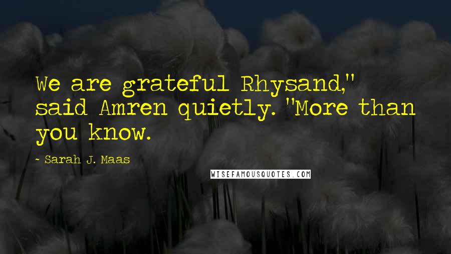 Sarah J. Maas Quotes: We are grateful Rhysand," said Amren quietly. "More than you know.