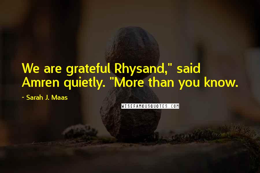 Sarah J. Maas Quotes: We are grateful Rhysand," said Amren quietly. "More than you know.