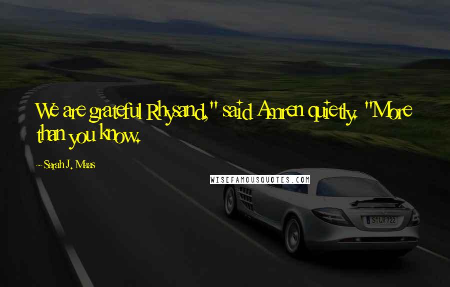 Sarah J. Maas Quotes: We are grateful Rhysand," said Amren quietly. "More than you know.