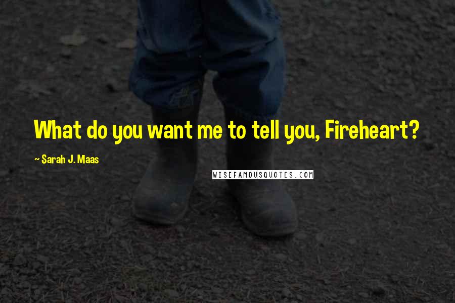 Sarah J. Maas Quotes: What do you want me to tell you, Fireheart?