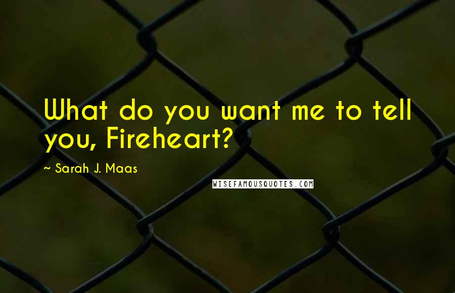 Sarah J. Maas Quotes: What do you want me to tell you, Fireheart?