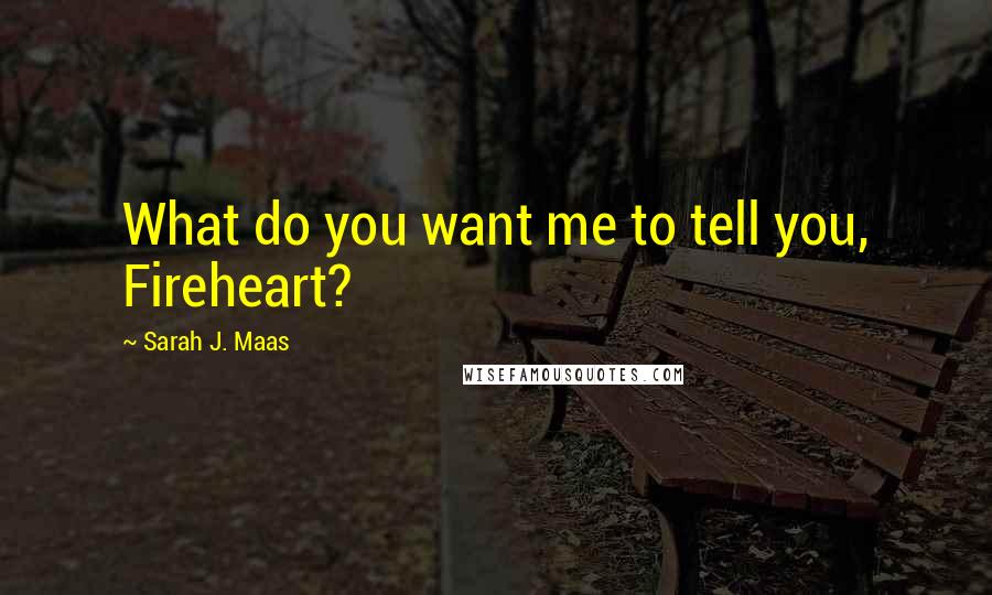 Sarah J. Maas Quotes: What do you want me to tell you, Fireheart?