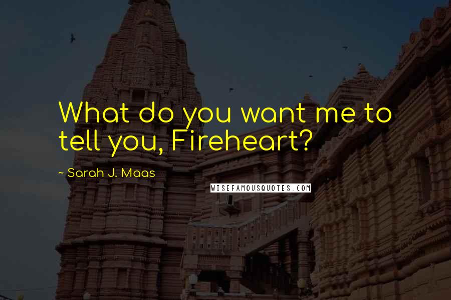 Sarah J. Maas Quotes: What do you want me to tell you, Fireheart?