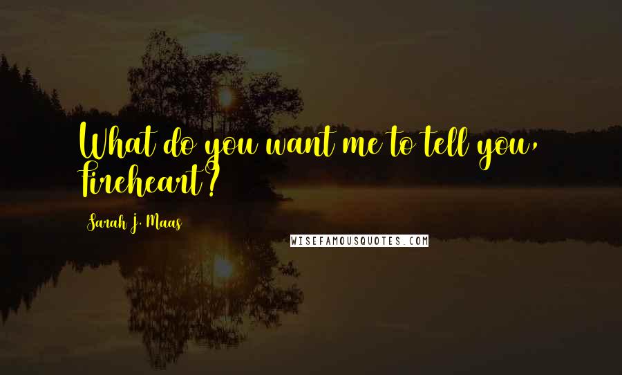 Sarah J. Maas Quotes: What do you want me to tell you, Fireheart?