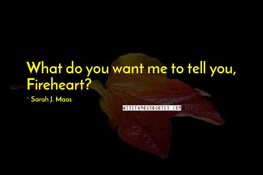 Sarah J. Maas Quotes: What do you want me to tell you, Fireheart?