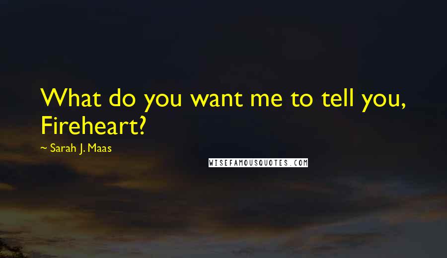 Sarah J. Maas Quotes: What do you want me to tell you, Fireheart?