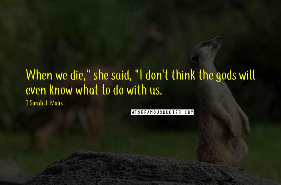 Sarah J. Maas Quotes: When we die," she said, "I don't think the gods will even know what to do with us.