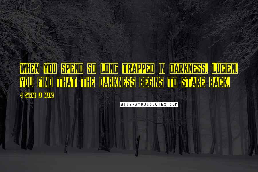 Sarah J. Maas Quotes: When you spend so long trapped in darkness, Lucien, you find that the darkness begins to stare back.