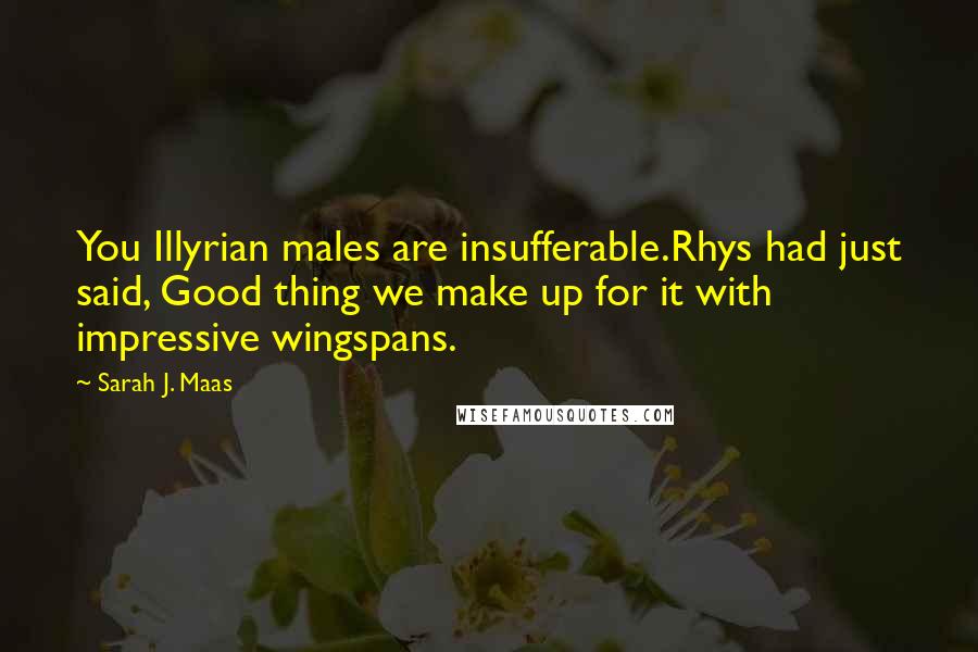 Sarah J. Maas Quotes: You Illyrian males are insufferable.Rhys had just said, Good thing we make up for it with impressive wingspans.