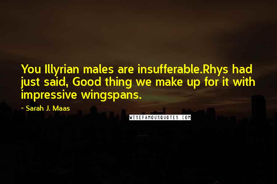 Sarah J. Maas Quotes: You Illyrian males are insufferable.Rhys had just said, Good thing we make up for it with impressive wingspans.