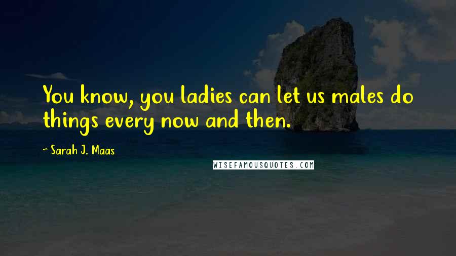 Sarah J. Maas Quotes: You know, you ladies can let us males do things every now and then.