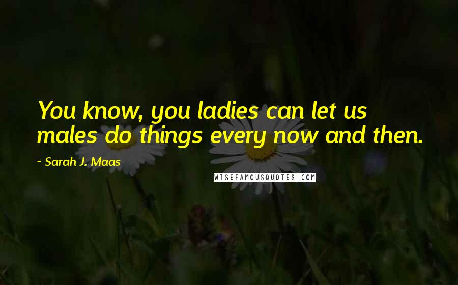 Sarah J. Maas Quotes: You know, you ladies can let us males do things every now and then.