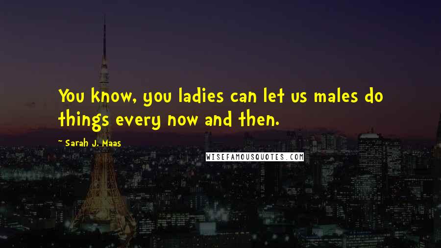 Sarah J. Maas Quotes: You know, you ladies can let us males do things every now and then.