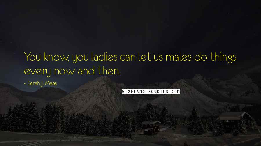 Sarah J. Maas Quotes: You know, you ladies can let us males do things every now and then.