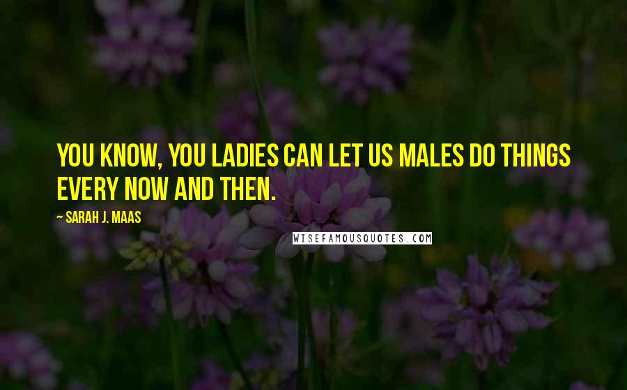 Sarah J. Maas Quotes: You know, you ladies can let us males do things every now and then.