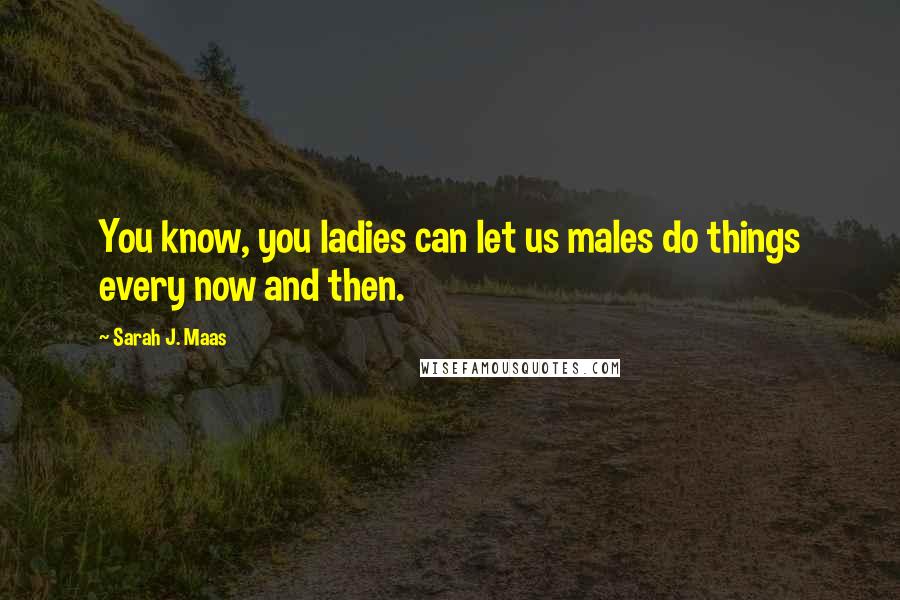 Sarah J. Maas Quotes: You know, you ladies can let us males do things every now and then.