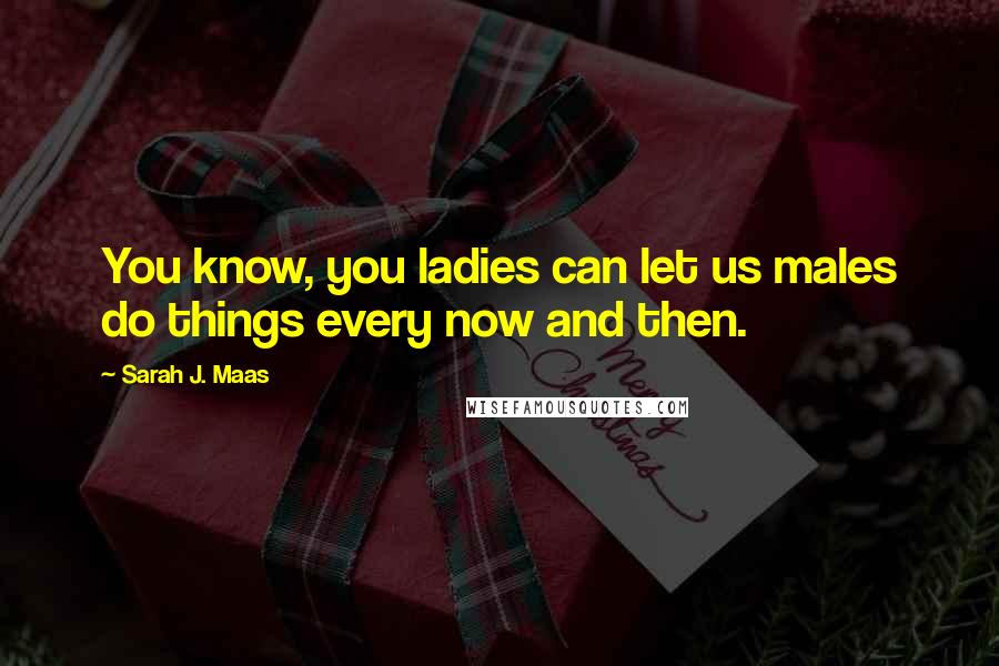 Sarah J. Maas Quotes: You know, you ladies can let us males do things every now and then.