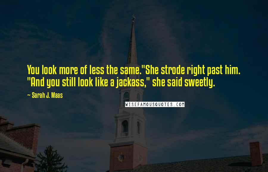 Sarah J. Maas Quotes: You look more of less the same."She strode right past him. "And you still look like a jackass," she said sweetly.