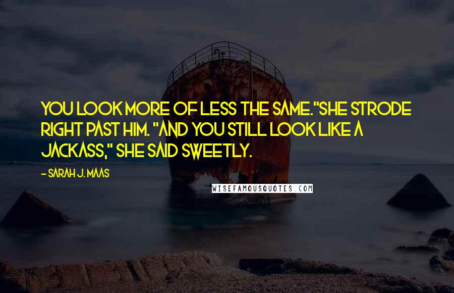 Sarah J. Maas Quotes: You look more of less the same."She strode right past him. "And you still look like a jackass," she said sweetly.