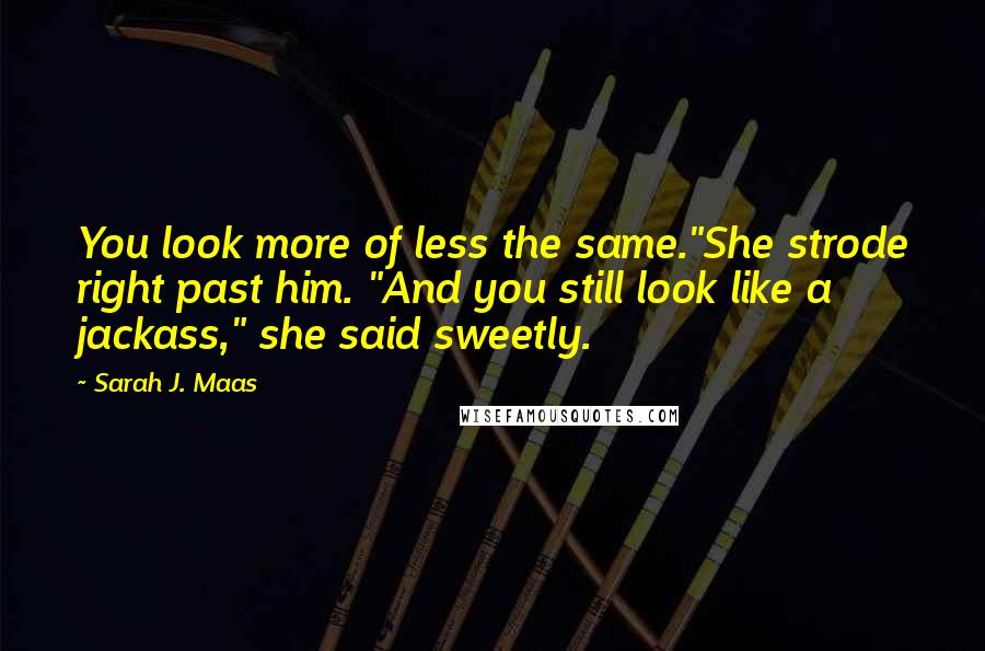 Sarah J. Maas Quotes: You look more of less the same."She strode right past him. "And you still look like a jackass," she said sweetly.