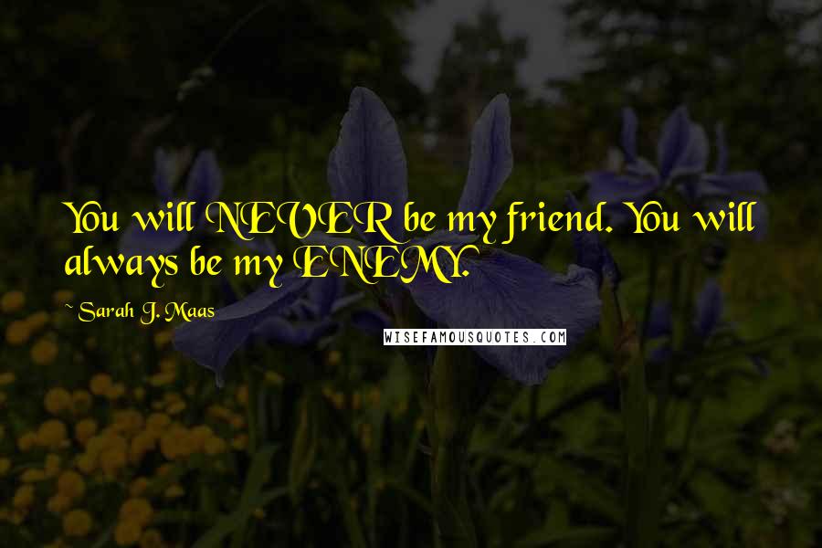 Sarah J. Maas Quotes: You will NEVER be my friend. You will always be my ENEMY.