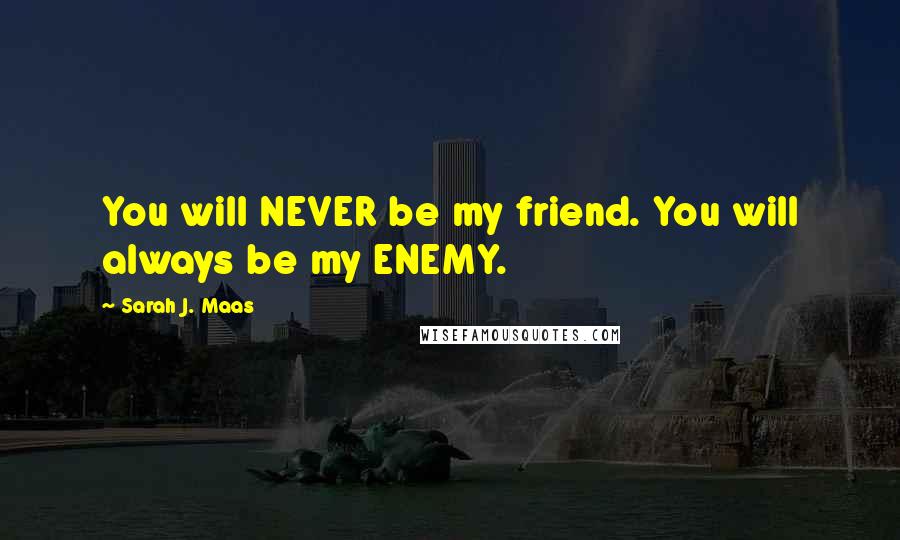 Sarah J. Maas Quotes: You will NEVER be my friend. You will always be my ENEMY.