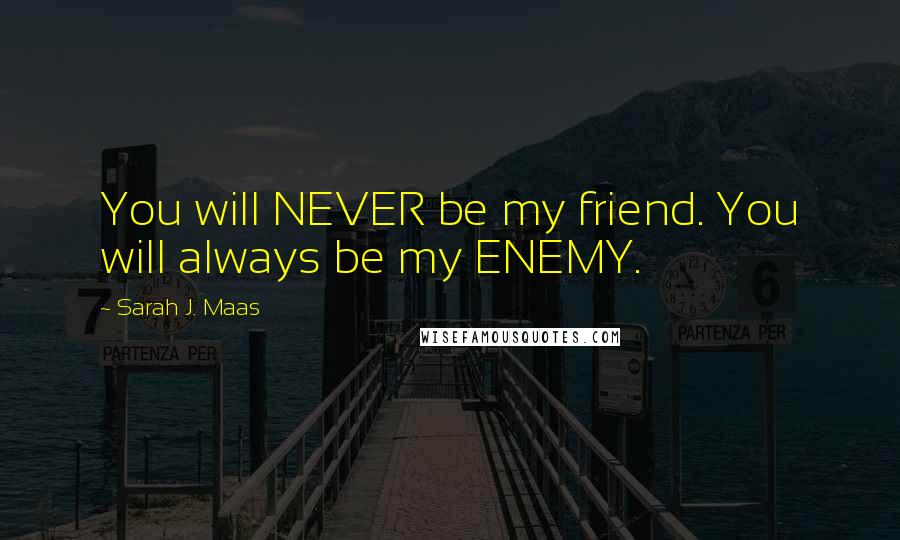 Sarah J. Maas Quotes: You will NEVER be my friend. You will always be my ENEMY.