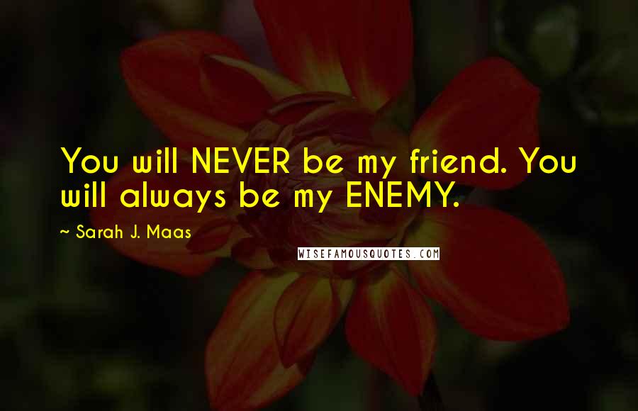 Sarah J. Maas Quotes: You will NEVER be my friend. You will always be my ENEMY.