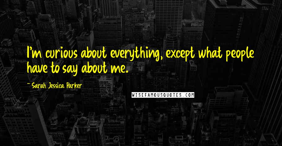 Sarah Jessica Parker Quotes: I'm curious about everything, except what people have to say about me.