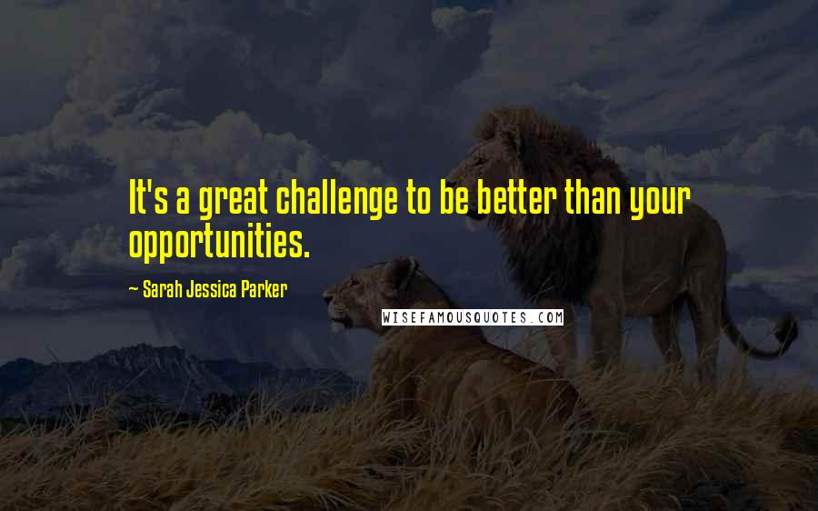 Sarah Jessica Parker Quotes: It's a great challenge to be better than your opportunities.
